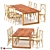 Modern Teak Dining Set: ODGER Table & 6 Cross Back Chairs 3D model small image 1