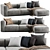 Modern Ligne Roset Nils Lounge Sofa 3D model small image 1
