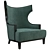 Elegant Solid Wood Wing Back Chair 3D model small image 1