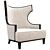 Elegant Solid Wood Wing Back Chair 3D model small image 2