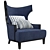Elegant Solid Wood Wing Back Chair 3D model small image 3