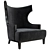 Elegant Solid Wood Wing Back Chair 3D model small image 5