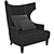 Elegant Solid Wood Wing Back Chair 3D model small image 6