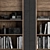 Black and Wood Library Set 3D model small image 2