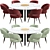 Luxurious Algerone Dining Set: Table & Lounge Chair 3D model small image 1