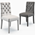 Elegant Grey Tufted Linen Chairs 3D model small image 5