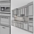 Neo Classic Gray & White Kitchen Set 3D model small image 5