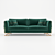 Elegant Luciano OM Triple Sofa 3D model small image 1