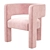Sculpt Velvet Chair: Pink, Red, Gray, Pistachio | Crate and Barrel 3D model small image 1