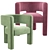 Sculpt Velvet Chair: Pink, Red, Gray, Pistachio | Crate and Barrel 3D model small image 3