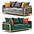 Golden Paradise Plush Sofa 3D model small image 1