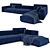 Luxury Navy Velvet Sofa 3D model small image 2