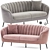 Audrey Pink Velvet Lounge Sofa 3D model small image 1