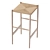 Wegner Rattan Barstool: Beige Seat, Steel Frame 3D model small image 3