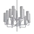 Hans-Agne Brass & Blue Glass Chandelier 3D model small image 2