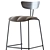 Elegant Gray Barstool with Walnut Veneer Accent 3D model small image 3