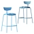 Elegant Gray Barstool with Walnut Veneer Accent 3D model small image 5