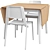 TEODORES - Stylish White Chair & Bamboo/White Table 3D model small image 1