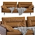 Modern Wood Armrests Sofa 3D model small image 3