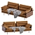 Modern Wood Armrests Sofa 3D model small image 4