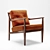 Walnut Framed Mid-Century Lounge Chair 3D model small image 1