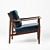 Walnut Framed Mid-Century Lounge Chair 3D model small image 2