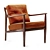 Walnut Framed Mid-Century Lounge Chair 3D model small image 13