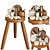 Zara Home Wooden Stool 3D model small image 1