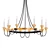 Hanlon 36 3: Sleek Black and Gold Chandelier 3D model small image 1