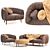 Elegant Leather Sofa Set 3D model small image 9