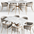 Elegant Marble Dining Set 3D model small image 1