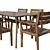 Modern Long Dining Set 3D model small image 2