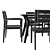 Modern Long Dining Set 3D model small image 6