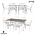 Modern 7-Piece Long Dining Set 3D model small image 1