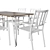 Modern 7-Piece Long Dining Set 3D model small image 2