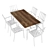 Modern 7-Piece Long Dining Set 3D model small image 3