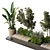 Urban Green Bench Collection with Flower-Plant-Tree 3D model small image 4