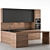 Sleek Wood & Black Kitchen 3D model small image 1