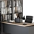 Executive Office Desk with Built-in Library 3D model small image 14