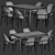 Sleek Dining Set: Wood & Metal 3D model small image 3
