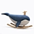 Whale Rocker: Plush Body & Wooden Frame 3D model small image 2