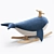 Whale Rocker: Plush Body & Wooden Frame 3D model small image 3