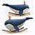 Whale Rocker: Plush Body & Wooden Frame 3D model small image 5