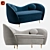 Elegant Kooper Velvet Sofa 3D model small image 3