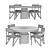 Contemporary 100C Dining Set 3D model small image 4