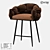 Industrial Style Metal Bar Stool with Eco-Leather and Fabric Seat 3D model small image 1