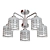 Sleek Chrome Ceiling Chandelier 3D model small image 2