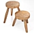 Zara Home Teak Wood Stool: Versatile Zen Furniture 3D model small image 3