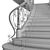 Elegant Mansion Staircase 3D model small image 6