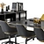 Modern Meeting Table Set, Black and Yellow 3D model small image 4